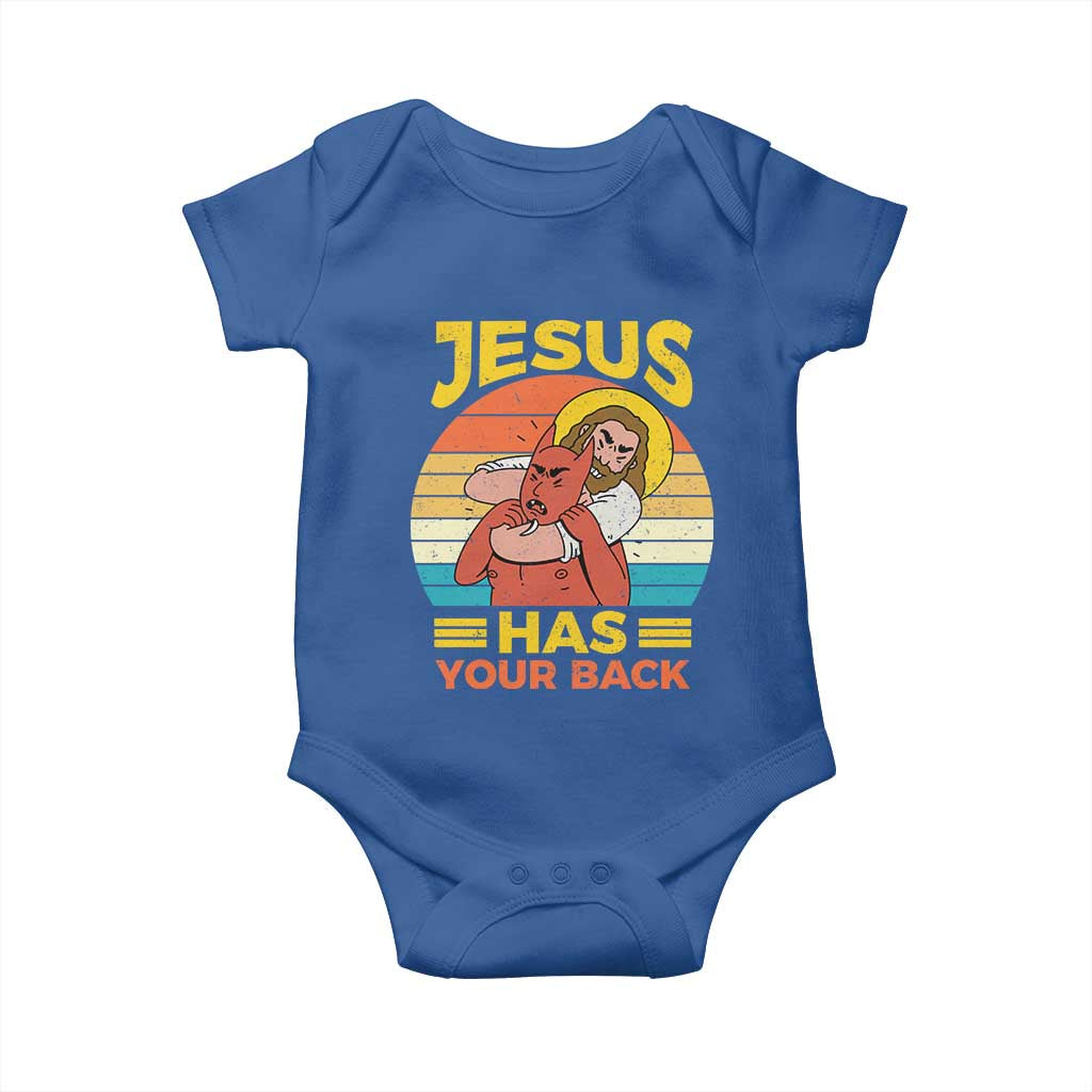 Funny Jesus Has Your Back Baby Onesie Jiu Jitsu Retro Christian - Wonder Print Shop