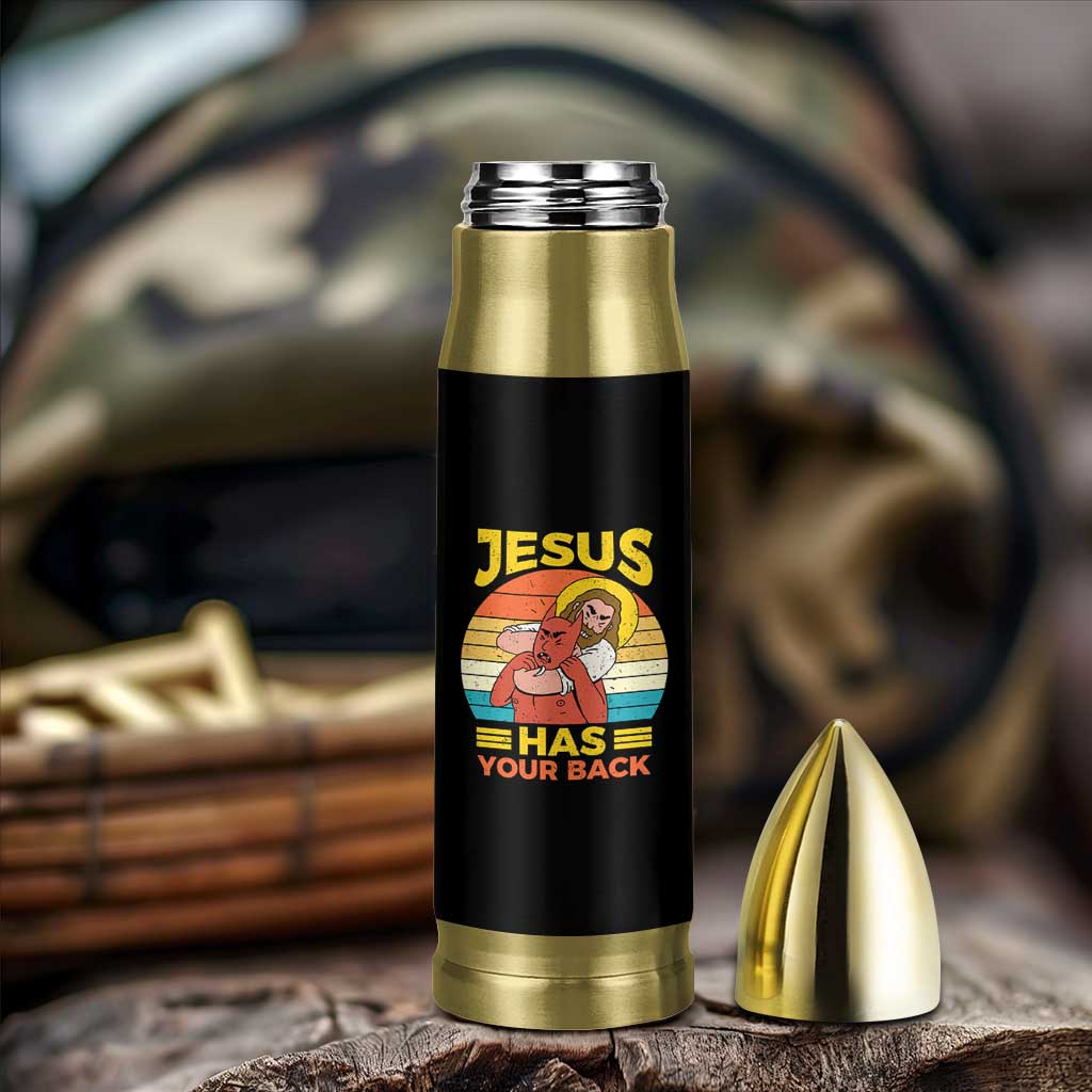 Funny Jesus Has Your Back Bullet Tumbler Jiu Jitsu Retro Christian - Wonder Print Shop