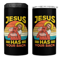 Funny Jesus Has Your Back 4 in 1 Can Cooler Tumbler Jiu Jitsu Retro Christian - Wonder Print Shop