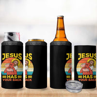 Funny Jesus Has Your Back 4 in 1 Can Cooler Tumbler Jiu Jitsu Retro Christian - Wonder Print Shop