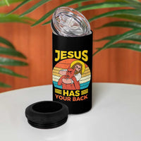 Funny Jesus Has Your Back 4 in 1 Can Cooler Tumbler Jiu Jitsu Retro Christian - Wonder Print Shop