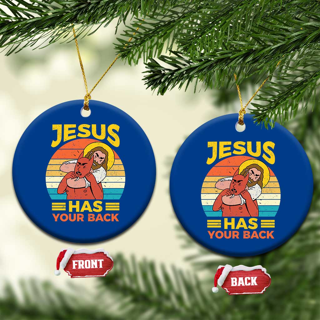 Funny Jesus Has Your Back Ceramic Ornament Jiu Jitsu Retro Christian - Wonder Print Shop