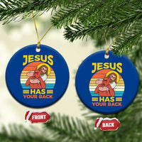 Funny Jesus Has Your Back Ceramic Ornament Jiu Jitsu Retro Christian - Wonder Print Shop