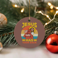 Funny Jesus Has Your Back Ceramic Ornament Jiu Jitsu Retro Christian - Wonder Print Shop