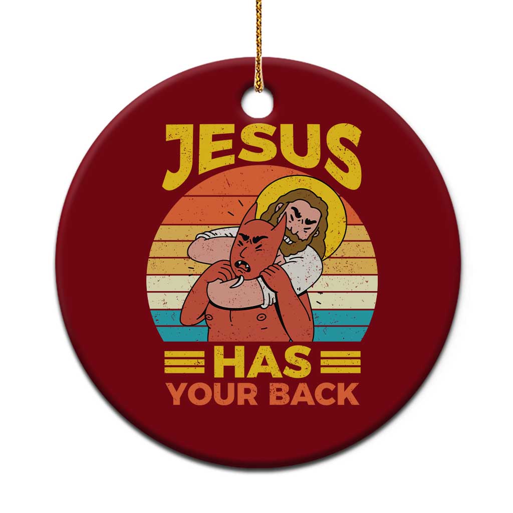 Funny Jesus Has Your Back Ceramic Ornament Jiu Jitsu Retro Christian - Wonder Print Shop