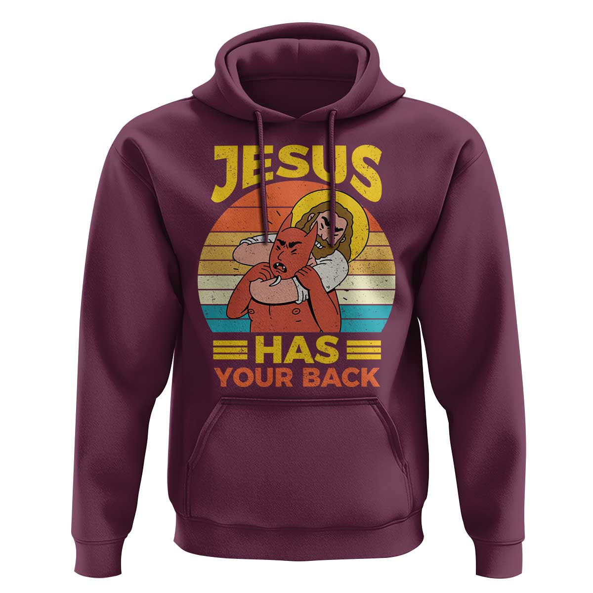 Funny Jesus Has Your Back Hoodie Jiu Jitsu Retro Christian - Wonder Print Shop