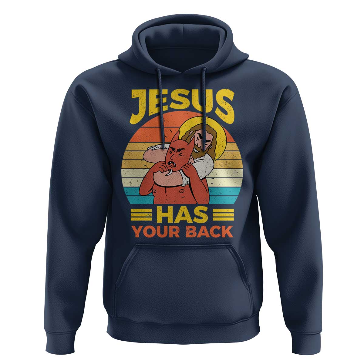 Funny Jesus Has Your Back Hoodie Jiu Jitsu Retro Christian - Wonder Print Shop