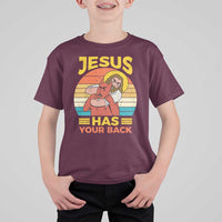 Funny Jesus Has Your Back T Shirt For Kid Jiu Jitsu Retro Christian - Wonder Print Shop