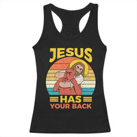 Funny Jesus Has Your Back Racerback Tank Top Jiu Jitsu Retro Christian - Wonder Print Shop
