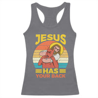Funny Jesus Has Your Back Racerback Tank Top Jiu Jitsu Retro Christian - Wonder Print Shop