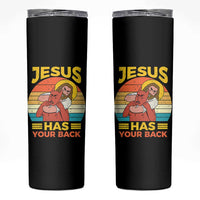 Funny Jesus Has Your Back Skinny Tumbler Jiu Jitsu Retro Christian - Wonder Print Shop