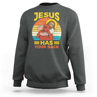 Funny Jesus Has Your Back Sweatshirt Jiu Jitsu Retro Christian - Wonder Print Shop