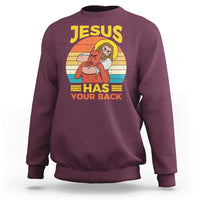 Funny Jesus Has Your Back Sweatshirt Jiu Jitsu Retro Christian - Wonder Print Shop