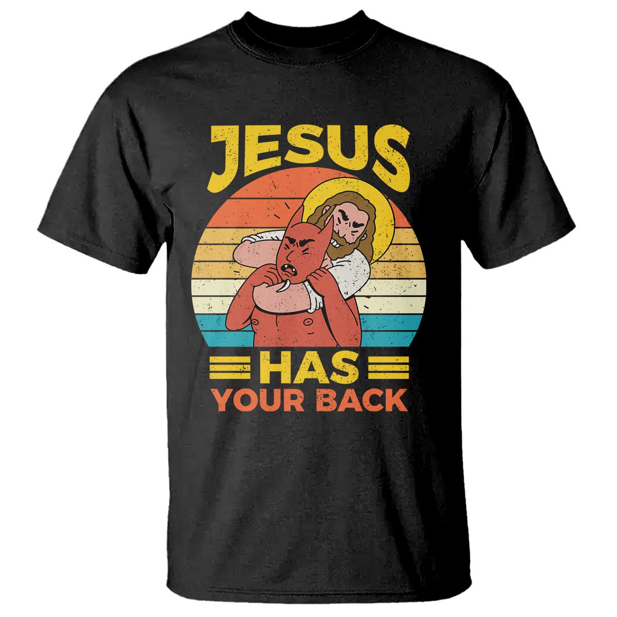 Funny Jesus Has Your Back T Shirt Jiu Jitsu Retro Christian - Wonder Print Shop