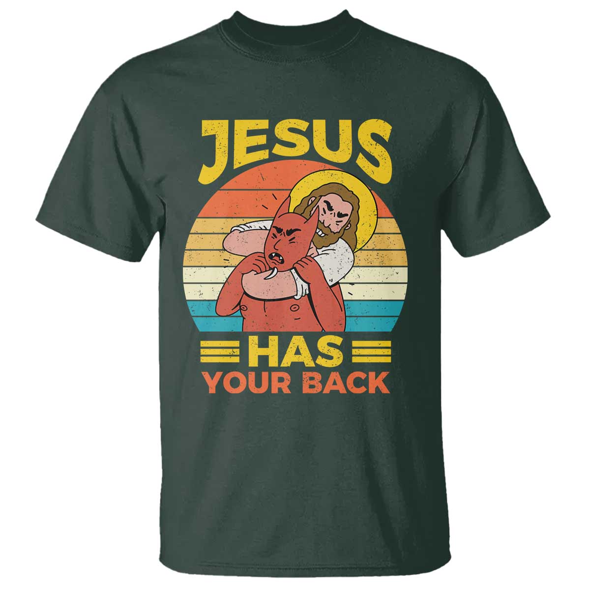 Funny Jesus Has Your Back T Shirt Jiu Jitsu Retro Christian - Wonder Print Shop