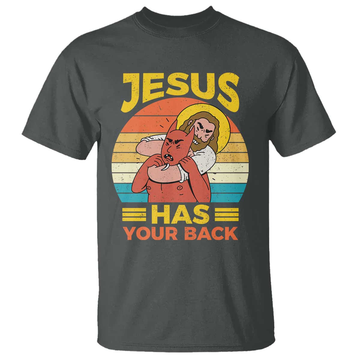 Funny Jesus Has Your Back T Shirt Jiu Jitsu Retro Christian - Wonder Print Shop