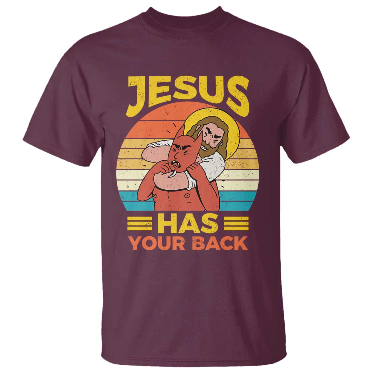Funny Jesus Has Your Back T Shirt Jiu Jitsu Retro Christian - Wonder Print Shop