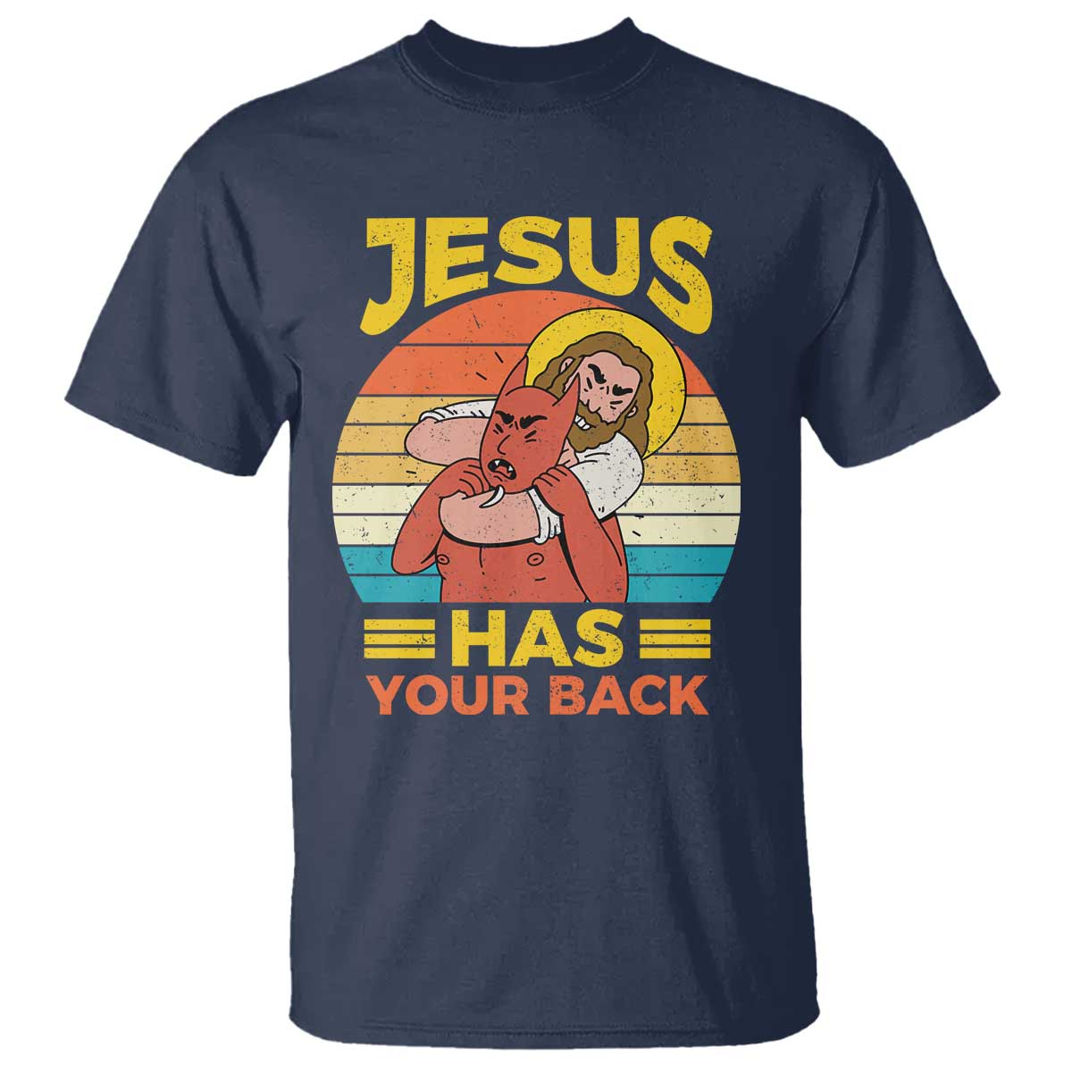 Funny Jesus Has Your Back T Shirt Jiu Jitsu Retro Christian - Wonder Print Shop