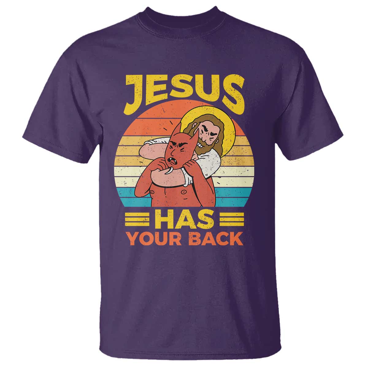 Funny Jesus Has Your Back T Shirt Jiu Jitsu Retro Christian - Wonder Print Shop