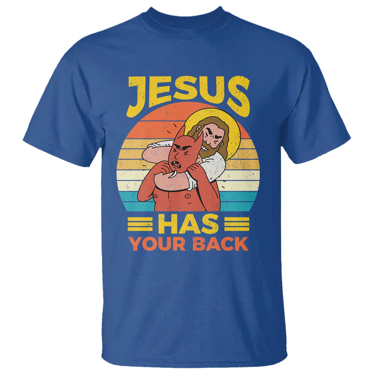 Funny Jesus Has Your Back T Shirt Jiu Jitsu Retro Christian - Wonder Print Shop
