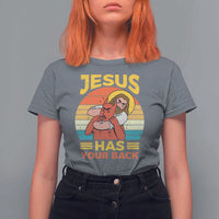 Funny Jesus Has Your Back T Shirt For Women Jiu Jitsu Retro Christian - Wonder Print Shop