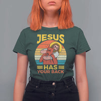Funny Jesus Has Your Back T Shirt For Women Jiu Jitsu Retro Christian - Wonder Print Shop