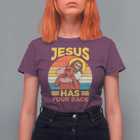 Funny Jesus Has Your Back T Shirt For Women Jiu Jitsu Retro Christian - Wonder Print Shop
