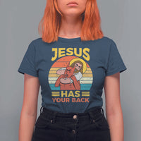 Funny Jesus Has Your Back T Shirt For Women Jiu Jitsu Retro Christian - Wonder Print Shop