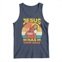 Funny Jesus Has Your Back Tank Top Jiu Jitsu Retro Christian - Wonder Print Shop