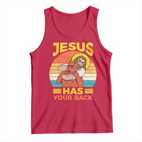 Funny Jesus Has Your Back Tank Top Jiu Jitsu Retro Christian - Wonder Print Shop