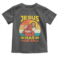 Funny Jesus Has Your Back Toddler T Shirt Jiu Jitsu Retro Christian - Wonder Print Shop