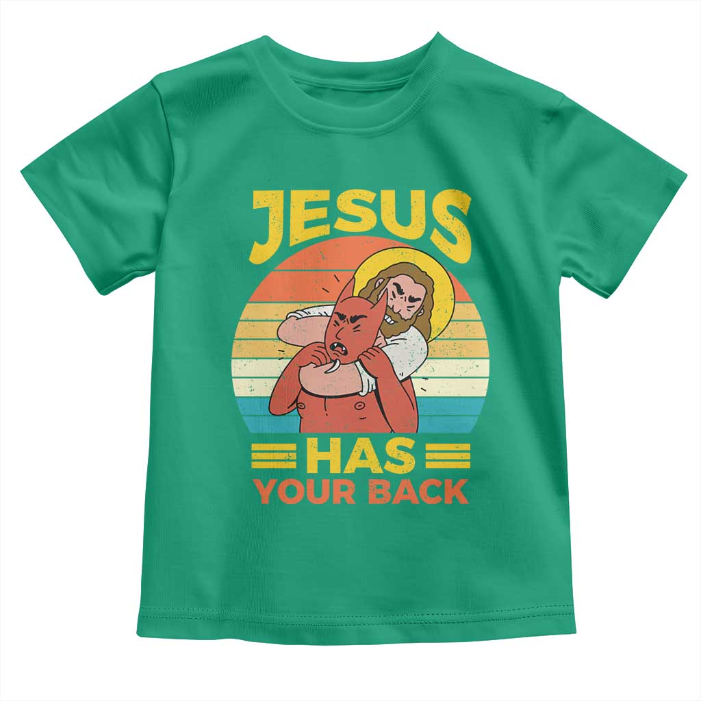 Funny Jesus Has Your Back Toddler T Shirt Jiu Jitsu Retro Christian - Wonder Print Shop