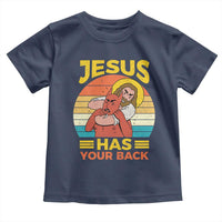 Funny Jesus Has Your Back Toddler T Shirt Jiu Jitsu Retro Christian - Wonder Print Shop