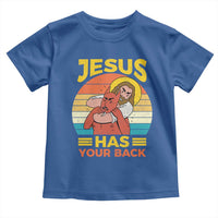 Funny Jesus Has Your Back Toddler T Shirt Jiu Jitsu Retro Christian - Wonder Print Shop