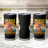 Funny Jesus Has Your Back Tumbler Cup Jiu Jitsu Retro Christian - Wonder Print Shop