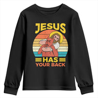 Funny Jesus Has Your Back Youth Sweatshirt Jiu Jitsu Retro Christian - Wonder Print Shop