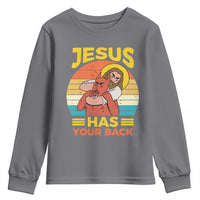 Funny Jesus Has Your Back Youth Sweatshirt Jiu Jitsu Retro Christian - Wonder Print Shop