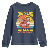 Funny Jesus Has Your Back Youth Sweatshirt Jiu Jitsu Retro Christian - Wonder Print Shop