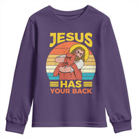 Funny Jesus Has Your Back Youth Sweatshirt Jiu Jitsu Retro Christian - Wonder Print Shop
