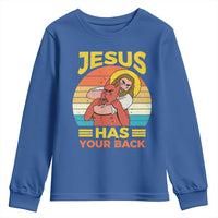 Funny Jesus Has Your Back Youth Sweatshirt Jiu Jitsu Retro Christian - Wonder Print Shop