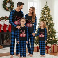 Xmas Coquette Pink Baubles Bow Plaid Pajama Set - Wonder Print Shop