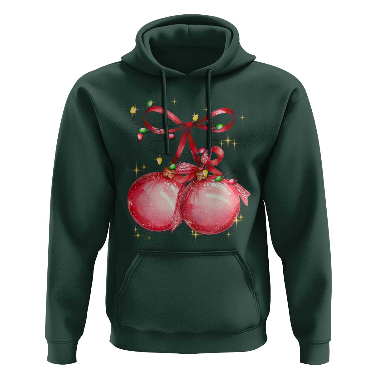 Christmas Coquette Pink Baubles Bow Hoodie