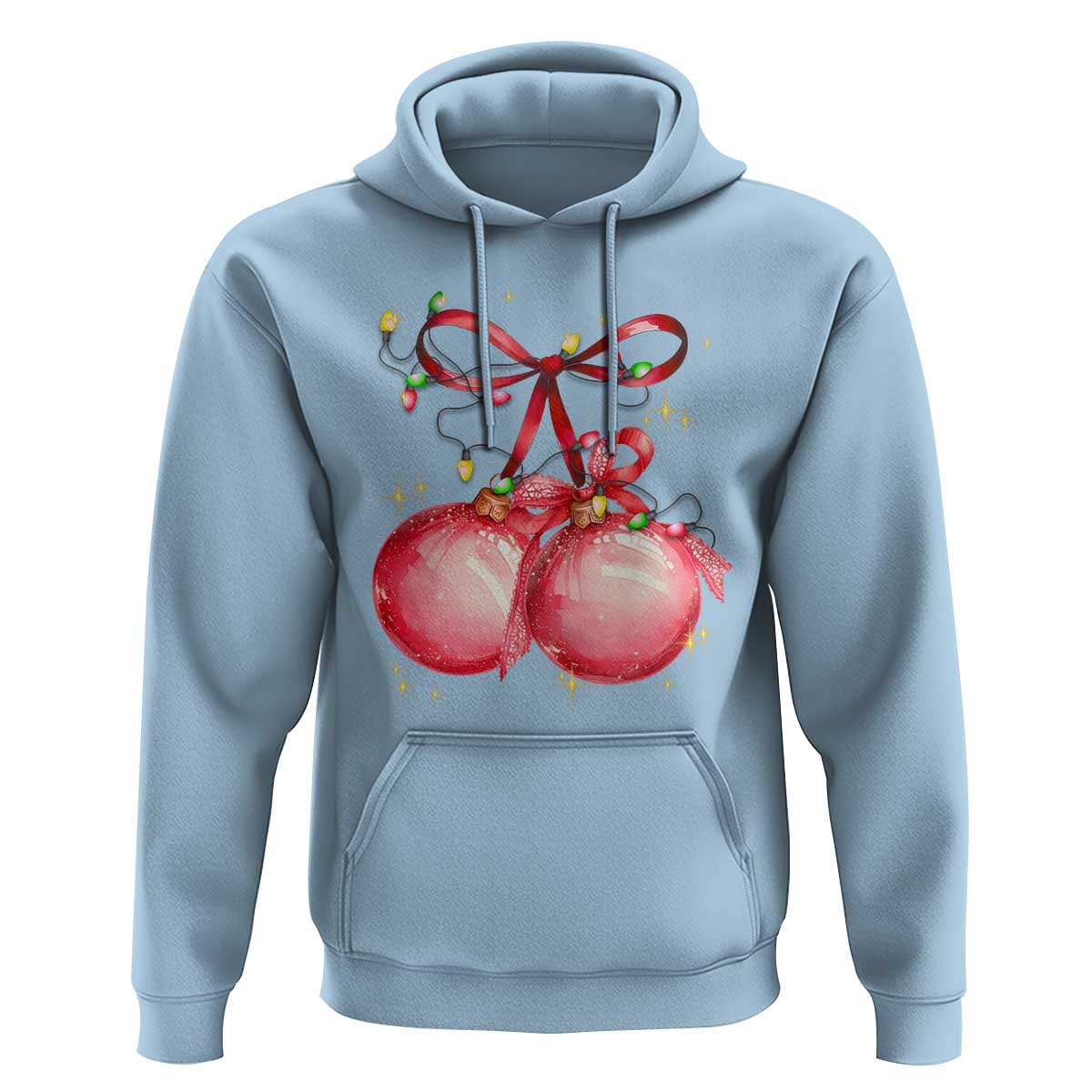 Christmas Coquette Pink Baubles Bow Hoodie