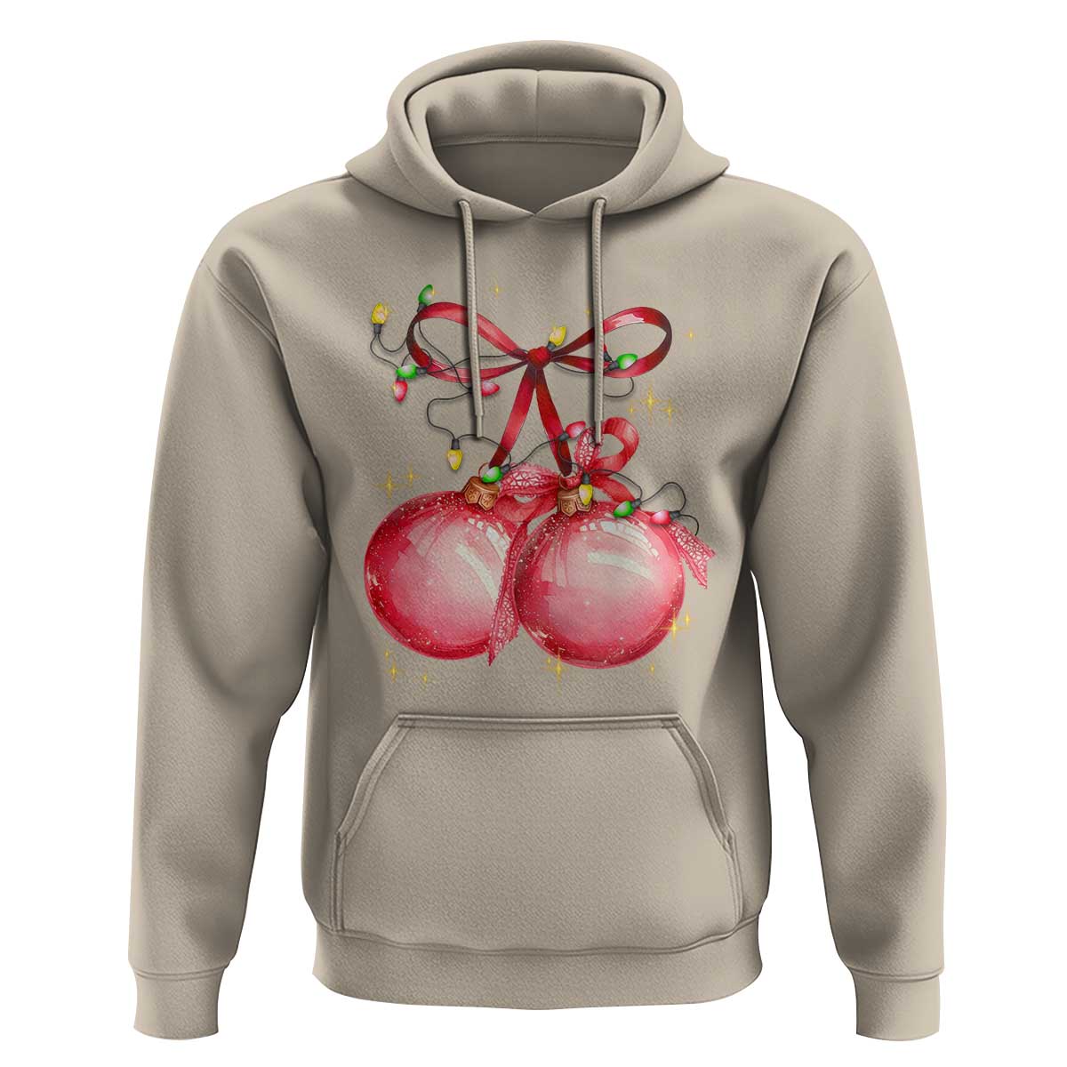 Christmas Coquette Pink Baubles Bow Hoodie
