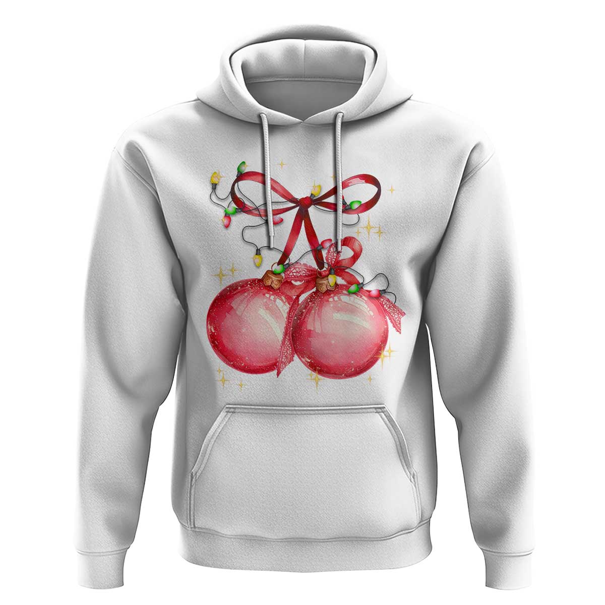 Christmas Coquette Pink Baubles Bow Hoodie