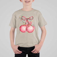 Christmas Coquette Pink Baubles Bow T Shirt For Kid - Wonder Print Shop