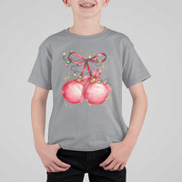 Christmas Coquette Pink Baubles Bow T Shirt For Kid - Wonder Print Shop