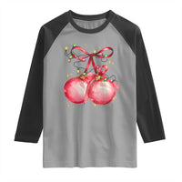 Christmas Coquette Pink Baubles Bow Raglan Shirt - Wonder Print Shop