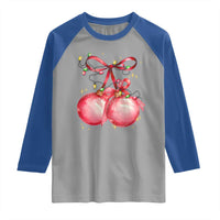 Christmas Coquette Pink Baubles Bow Raglan Shirt - Wonder Print Shop