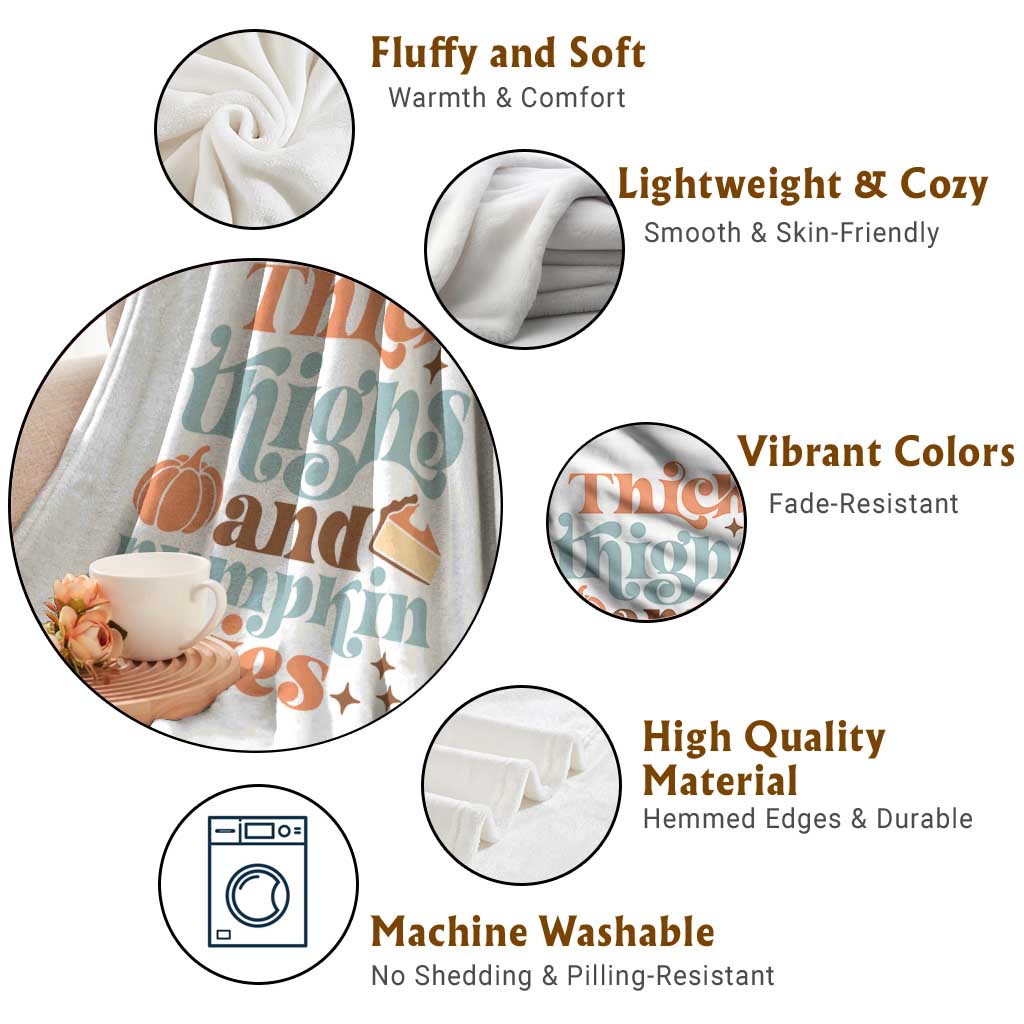 Thanksgiving Throw Blanket Thick Thighs And Pumpkin Pies Dinner - Wonder Print Shop